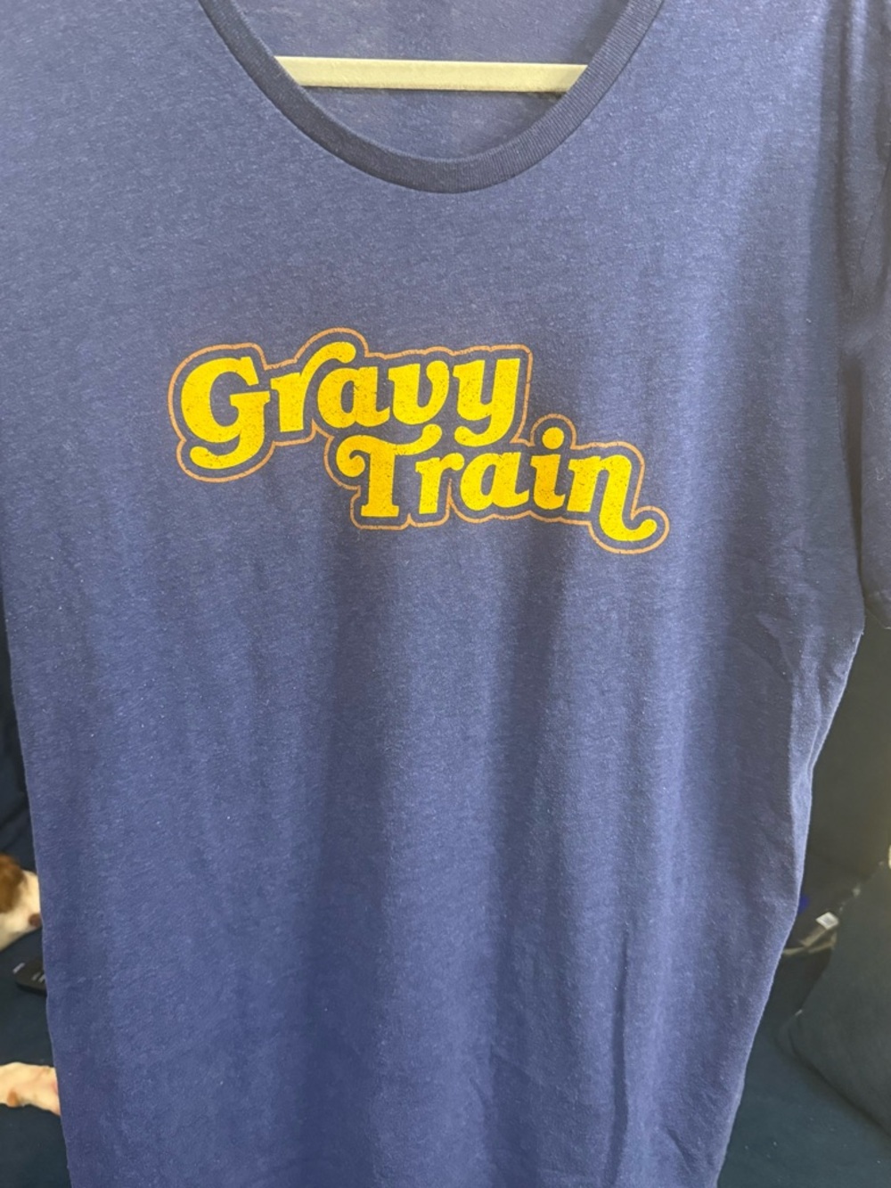 Tipsy Elves Navy Tee with Yellow Gravy Train Logo